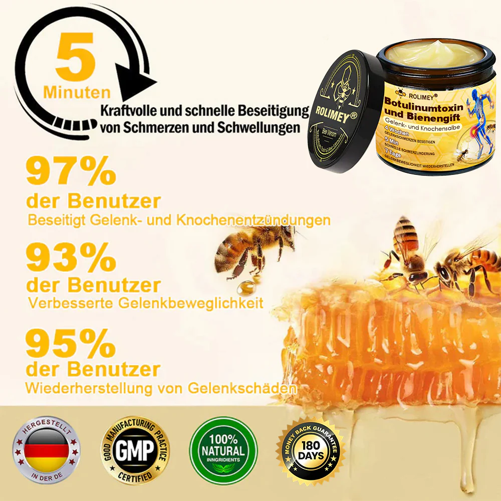 ✅ Offizieller Shop: Rolimey® Bienengift-Schmerzlinderungs Knochenheilungs Creme 👨‍⚕️(Reduzierung von Gelenkschwellungen, Schmerzen, Steifheit, Rötungen, Wärme, Muskelkater und Gelenkmüdigkeit) - Image 8