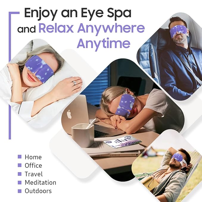 20 Packs Steam Eye Mask, Heated Eye Mask Warm Compress for Eyes, Disposable Self Heating Steam Mask for Home, Sleep, Spa, Travel Essentials & Relaxation Gifts for Women (Lavender) - Image 5