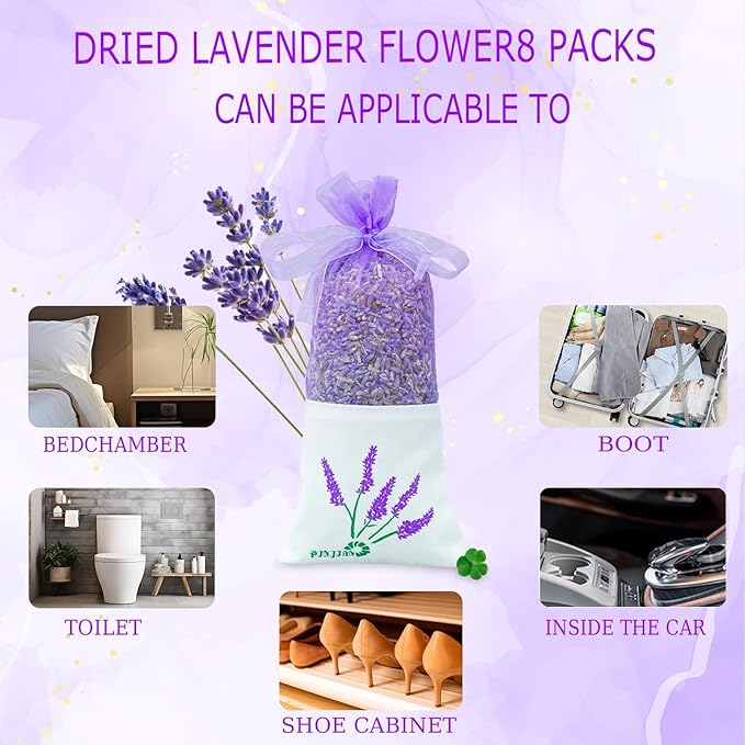8 Packs Lavender Sachet Bags for Drawers and Closets, Long-Lasting Lavender Scented Sachets Home Fragrance Hanging Closet Air Freshener Oder Eliminator, Smell Goods for House - Image 4