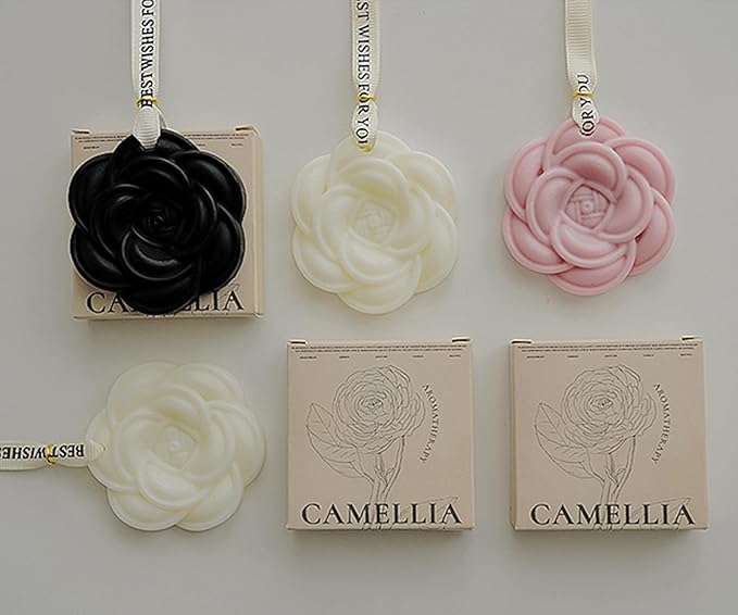 Aroma Soy Wax Sachets,3PACK Exquisite Carved Camellia Flower Long Lasting Essential Oil Floral Tablets for Wardrobe,Car,Drawers and Home Decor,Ideal Gift Set for Mom and Sister - Image 4