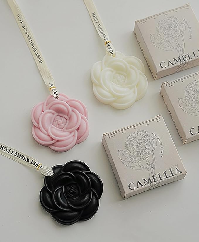 Aroma Soy Wax Sachets,3PACK Exquisite Carved Camellia Flower Long Lasting Essential Oil Floral Tablets for Wardrobe,Car,Drawers and Home Decor,Ideal Gift Set for Mom and Sister - Image 5