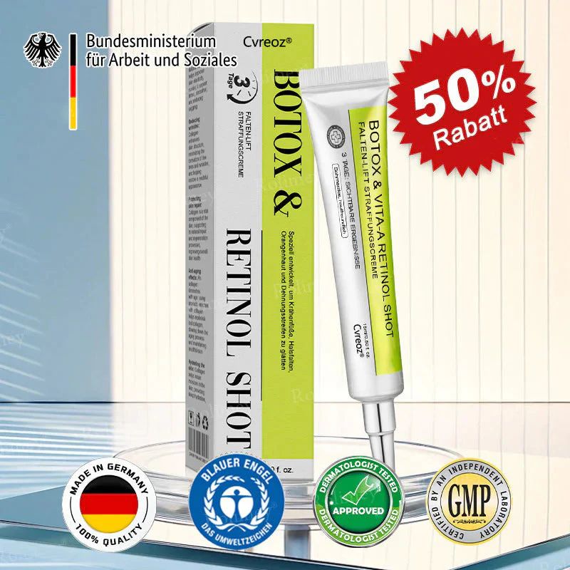 🇩🇪Jetzt jugendliche Haut zurückgewinnen💟Cvreoz® Botox & Vita-A Retinol Shot Falten-Lift Straffungscreme