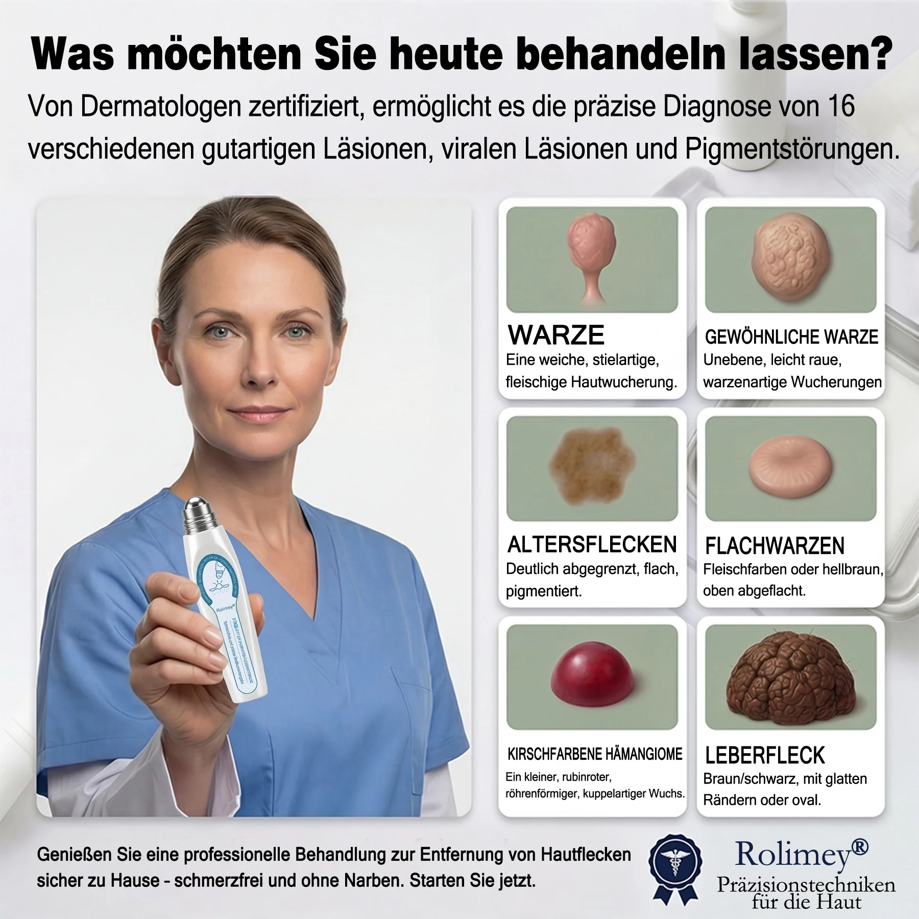Rolimey® 7-Tage Tag- & Spot-Entferner🤍 (𝐙𝗲𝗿𝗼 𝐏𝗮𝗶𝗻, 𝐙𝗲𝗿𝗼 𝐒𝗰𝗮𝗿𝘀 Roll-On) ✅ Geeignet für: Hauttags, Flecken, Muttermale, Warzen, Blasen, Ekzeme, Schuppen, Hautkeratosen, Akne, Hautwucherungen, Narben, Geburtstagsmale 👩‍⚕️ - Image 4