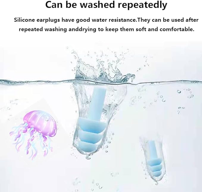 Earplugs for Sleeping Noise Cancelling, Reusable Ear Plugs– Super Soft, Silicone Ear Plug, for Sleeping 8 Pairs, Swimming, Snoring, Concerts, Work, Noisy Places - Image 2