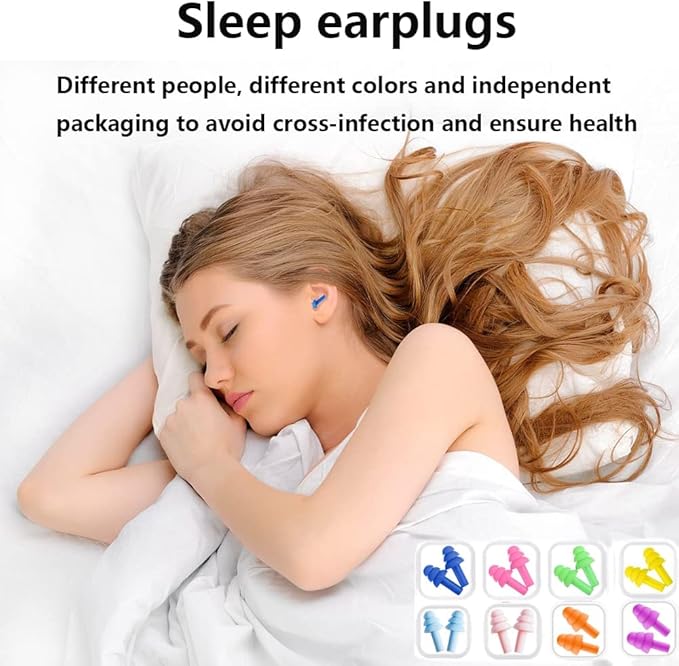 Earplugs for Sleeping Noise Cancelling, Reusable Ear Plugs– Super Soft, Silicone Ear Plug, for Sleeping 8 Pairs, Swimming, Snoring, Concerts, Work, Noisy Places - Image 4