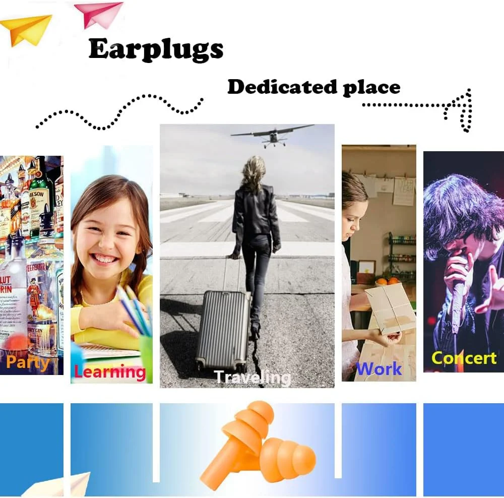 Earplugs for Sleeping Noise Cancelling, Reusable Ear Plugs– Super Soft, Silicone Ear Plug, for Sleeping 8 Pairs, Swimming, Snoring, Concerts, Work, Noisy Places - Image 5