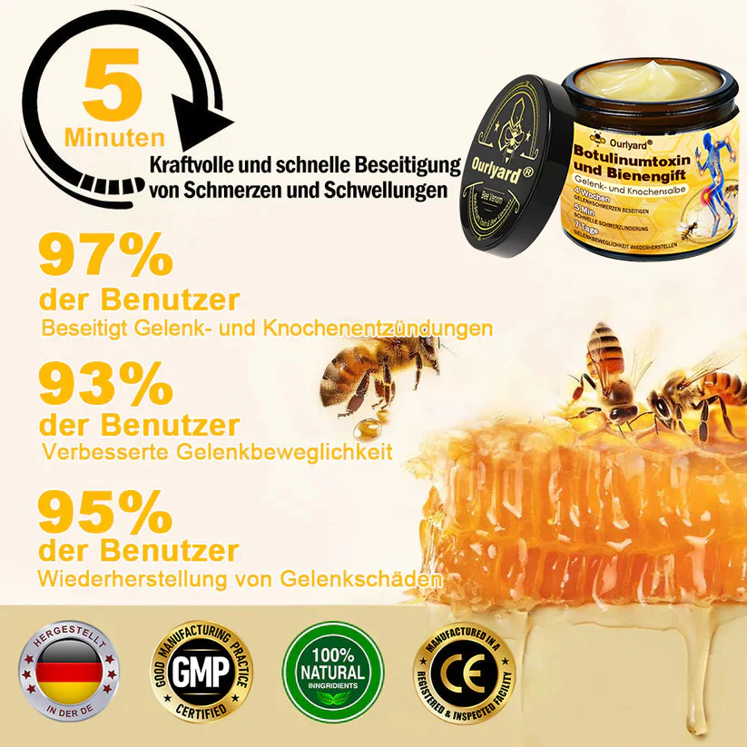 🇩🇪Offizieller Shop: Ourlyard® Bienengift-Schmerzlinderungs Knochenheilungs Creme 💥Deutsche orthopädische (DOUG) Zulassung(Reduzierung von Gelenkschwellungen, Schmerzen, Steifheit, Rötungen, Wärme, Muskelkater und Gelenkmüdigkeit) - Image 5