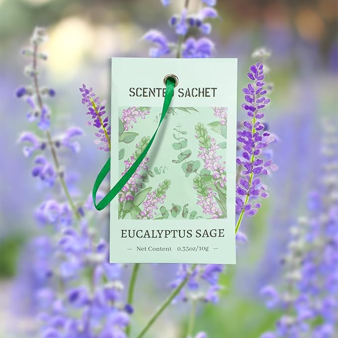SCENTORINI Sachets for Drawers and Closets, Eucalyptus Sage Sachets Bags, Pack of 14, Home Fragrance Sachet for Wardrobe, Closet, Drawer - Image 6