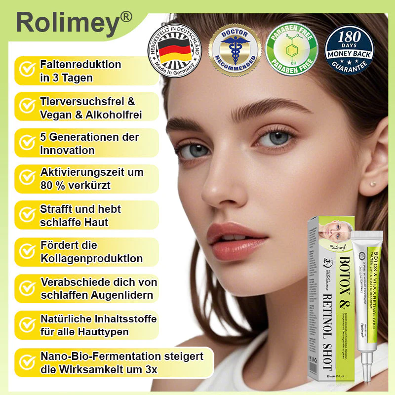 ✅Jetzt jugendliche Haut zurückgewinnen 💫Rolimey® Botox & Vita-A Retinol Shot Falten-Lift Straffungscreme - Image 3